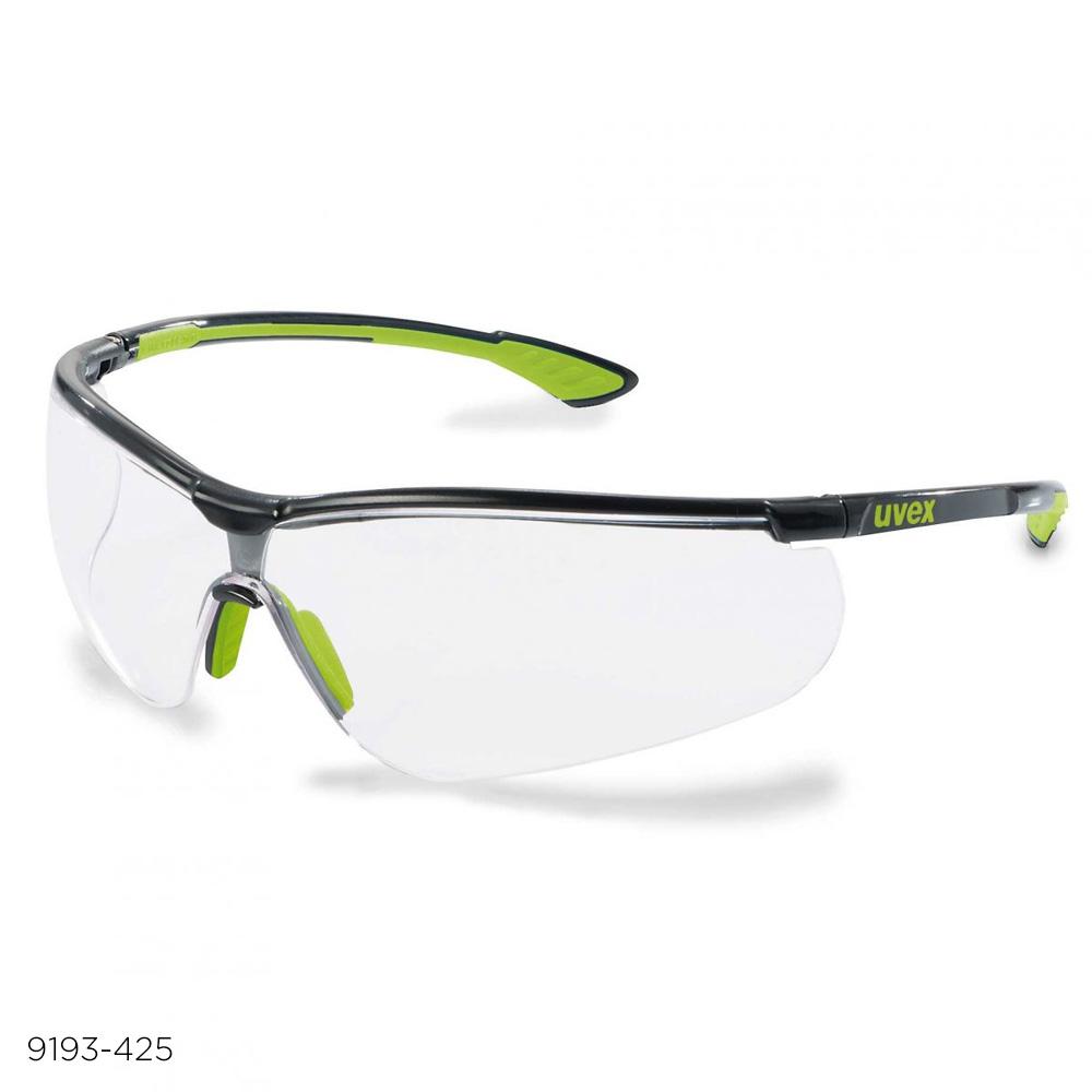 Uvex Sportstyle Safety Glasses 9193 Black and Green Frame with Clear Anti-Fog Lens-Tactical Gear UK