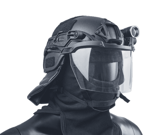 Ventura Tactical Systems Public Order Ballistic NIJ III3A ACH Full Cut Helmet with Non Ballistic Visor and Neck Guard-Tactical Gear UK