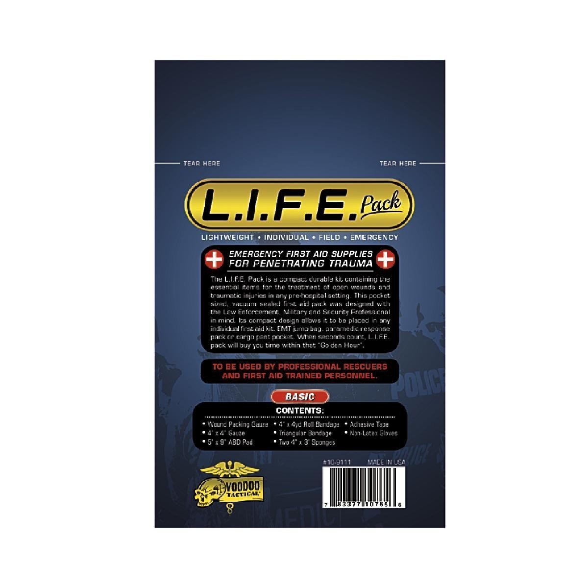 Voodoo Tactical LIFE Pack Basic Trauma First Aid Supplies-Tactical Gear UK