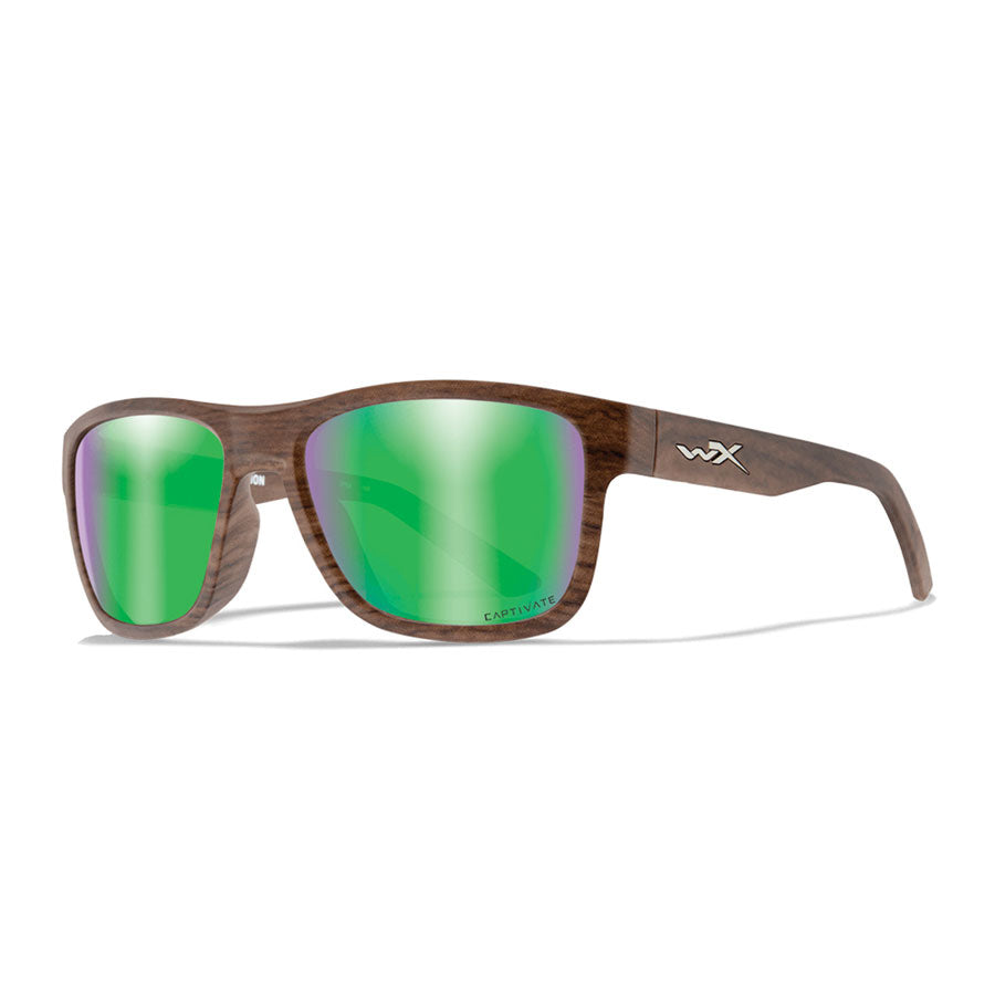 Wiley X Ovation Captivate Polarised Green Mirror Lens w/ Matte Woodgrain Frame-Tactical Gear UK