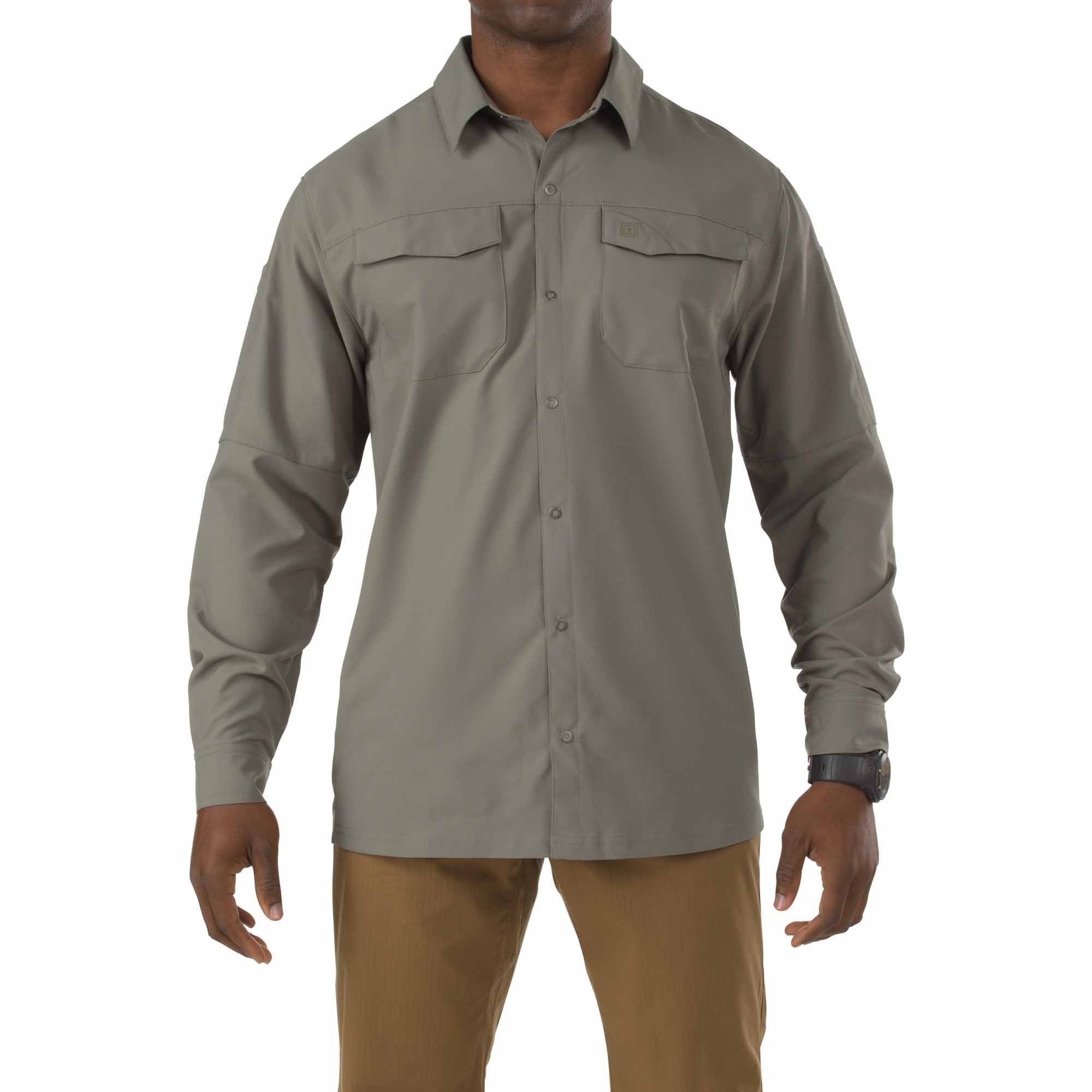 5.11 Freedom Flex Woven Long Sleeve Shirt Sage Green-Tactical Gear UK
