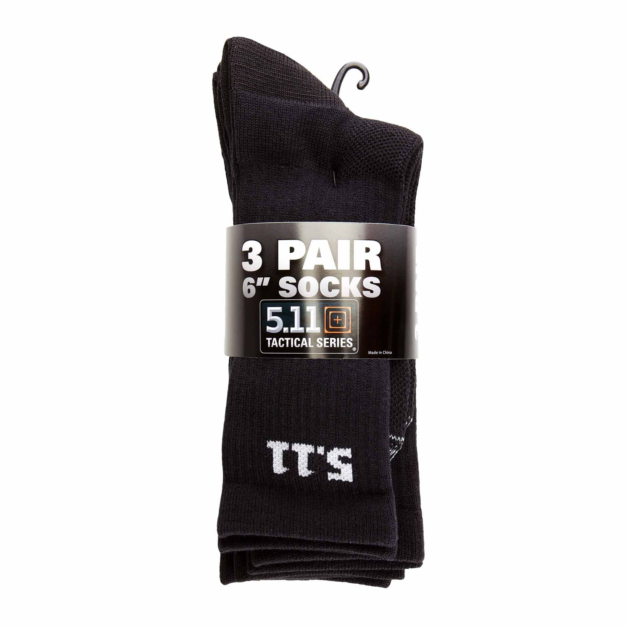 5.11 Tactical 6 Inch Socks Black Pack of 3-Tactical Gear UK