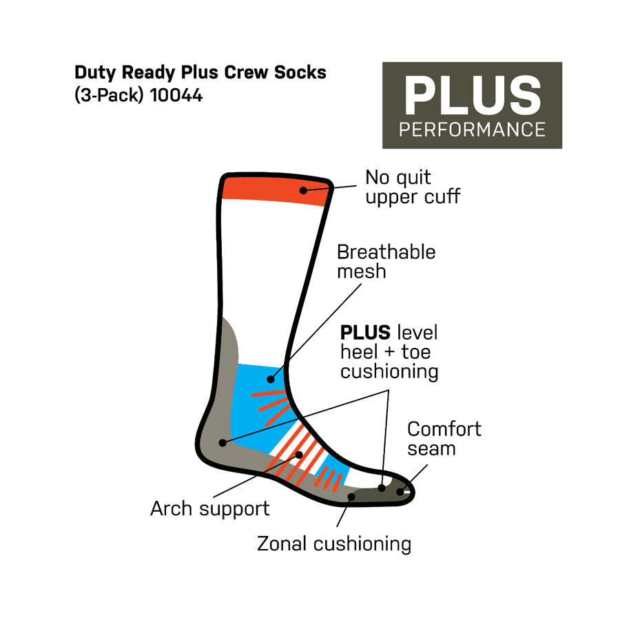 5.11 Tactical Duty Ready Plus Crew Socks Pack of 3-Tactical Gear UK