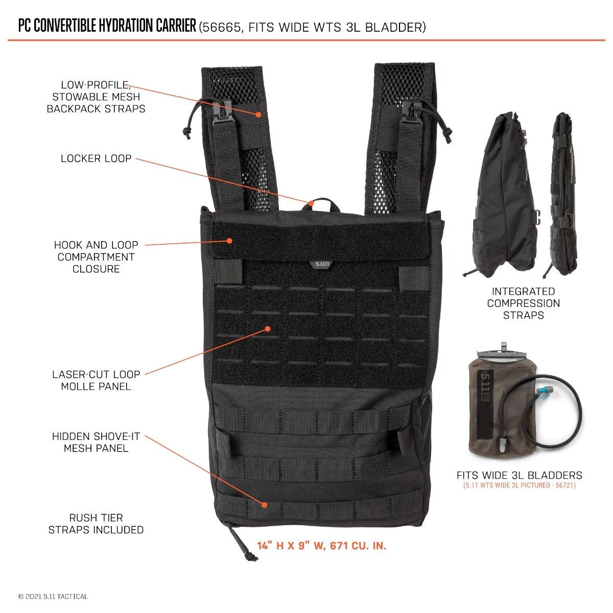 5.11 Tactical PC Convertible Hydration Carrier-Tactical Gear UK