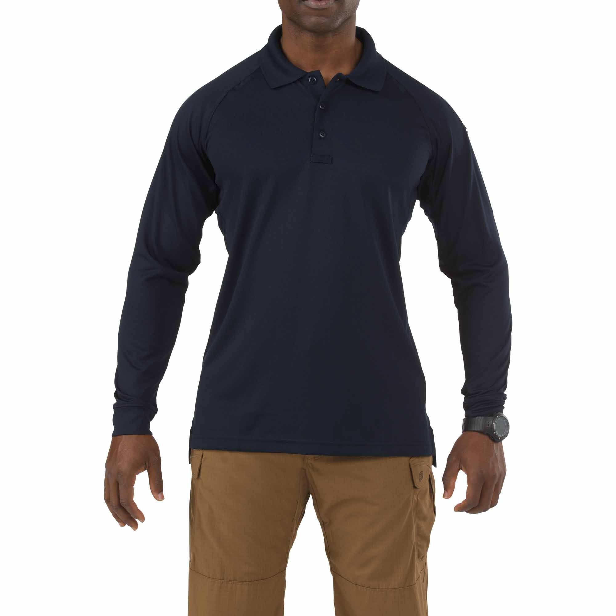5.11 Tactical Performance Long Sleeve Polo Shirts Dark Navy-Tactical Gear UK