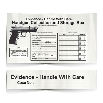 Arrowhead Forensics Printed Tie Down Large Weapons Boxes - Pistol Box - 12 x 7.5 x 2 inches - 25/pk-Tactical Gear UK