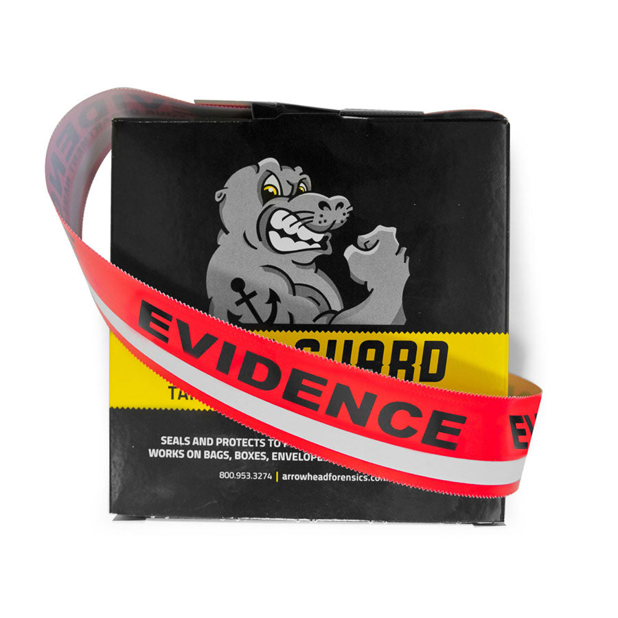 Arrowhead Forensics SealGuard Split Back Evidence Tape Red/White Stripe ”Evidence” Imprint - 1.375" x 108'-Tactical Gear UK