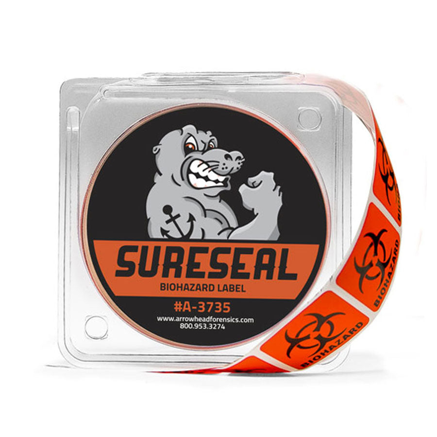 Arrowhead Forensics SureSeal Biohazard Labels on Rolls 1.5" x 1.5" - 250/roll-Tactical Gear UK