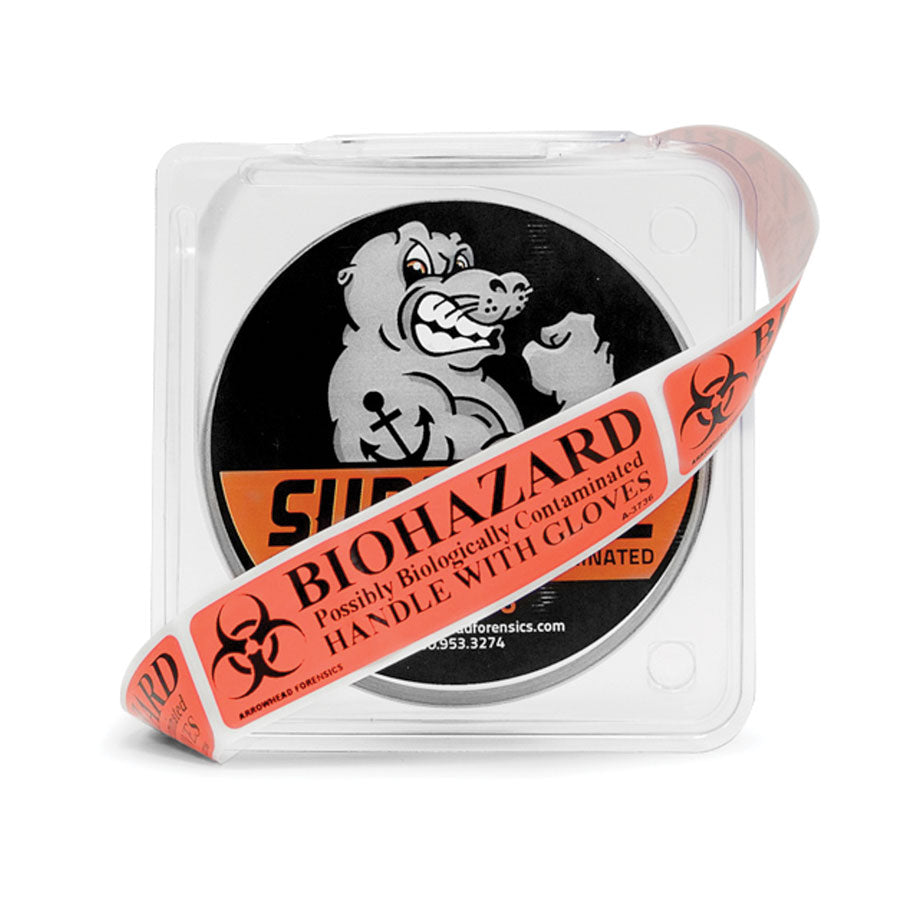 Arrowhead Forensics SureSeal™ "Possibly Biologically Contaminated" Labels on Rolls - 1" x 4" - 100/roll-Tactical Gear UK