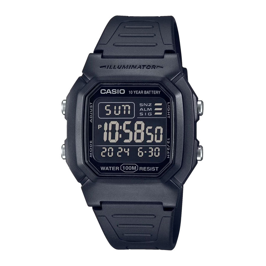 Casio W800H-1BV Classic Digital Watch with Blackout Dial, Dual Time and 5 Alarms-Tactical Gear UK