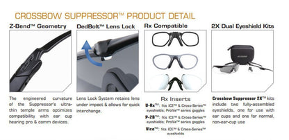ESS Crossbow Suppressor 2X Kit Complete Clear and Gray Eyewear-Tactical Gear UK