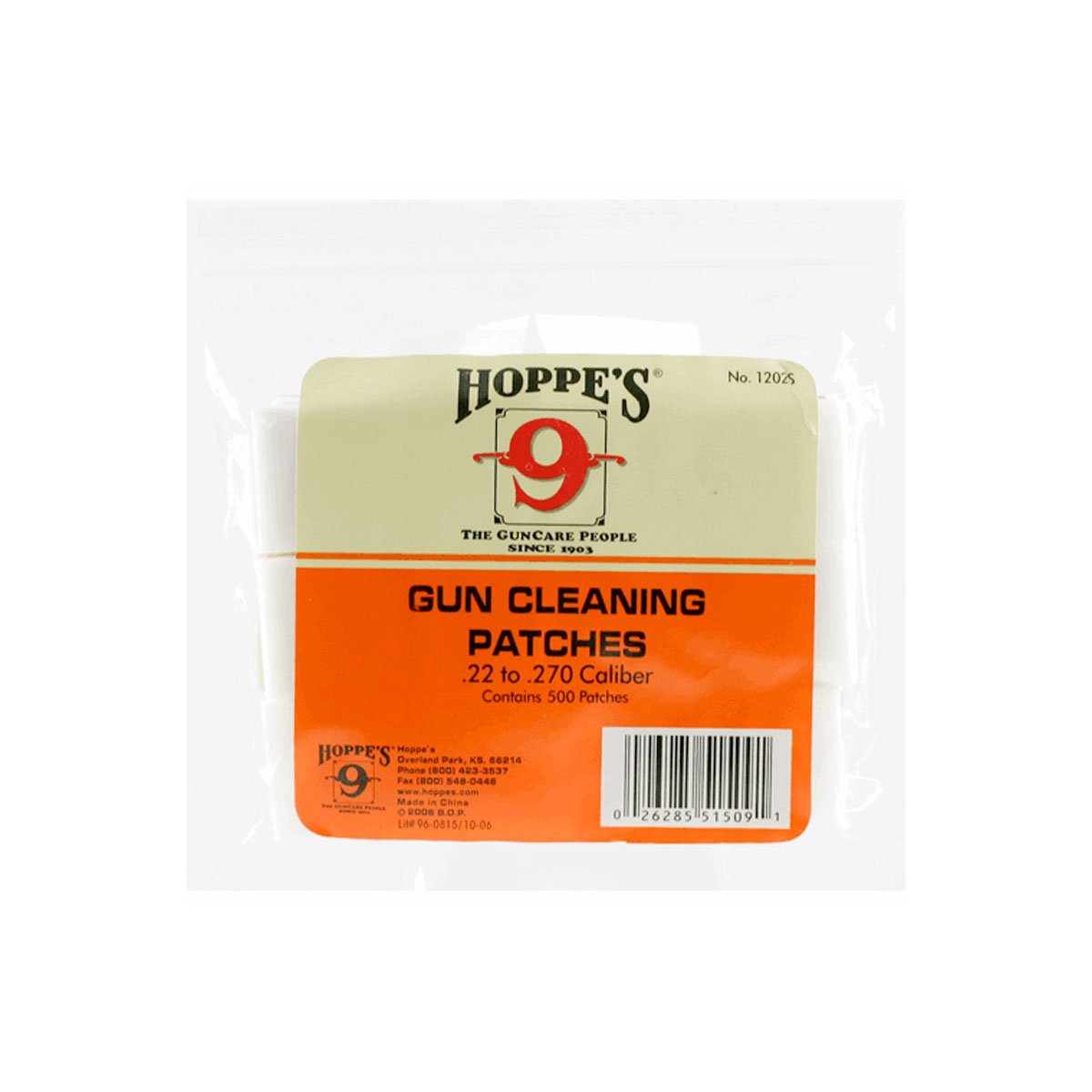 Hoppe's Gun Cleaning Patches for .22 to .270 / .38 to .45 caliber and .410 to 20 gauge Pack of 500-Tactical Gear UK