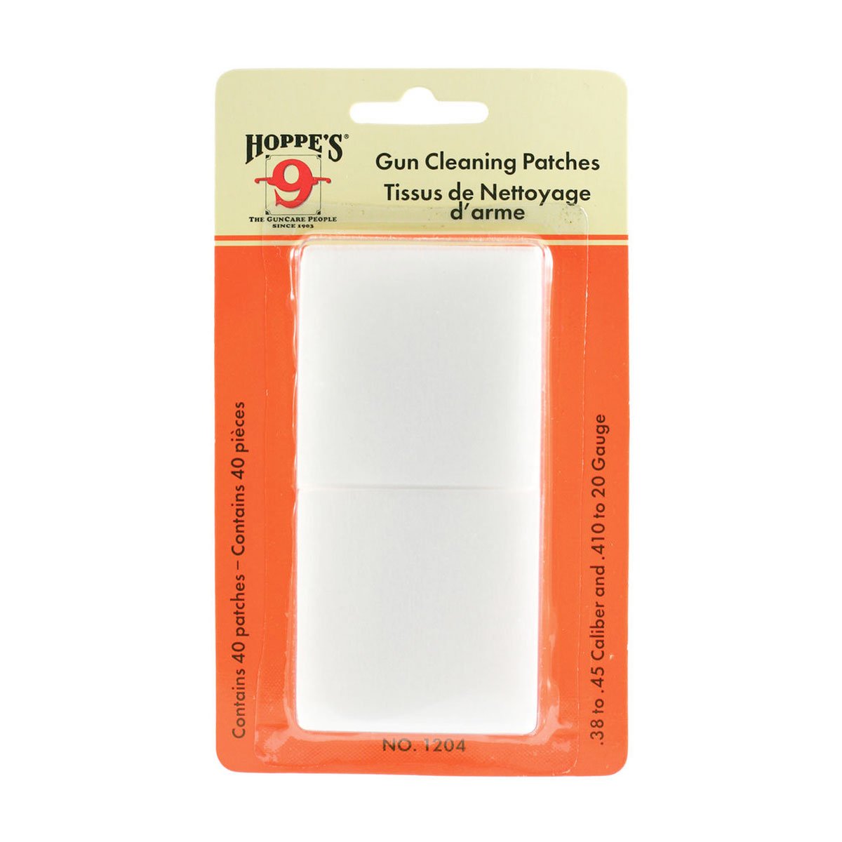 Hoppe's Gun Cleaning Patches for .38 to .45 caliber and .410 to 20 gauge Pack of 40-Tactical Gear UK