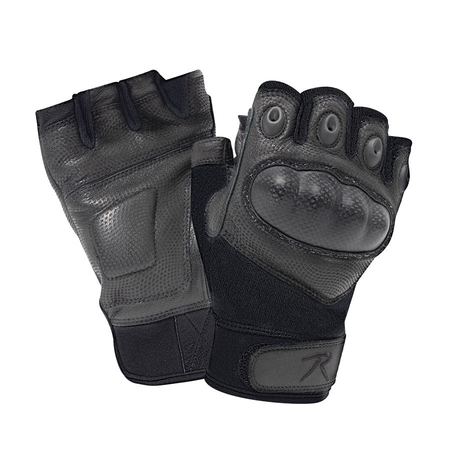 Milspec Fingerless Cut Resistant Carbon Hard Knuckle Gloves - Black-Tactical Gear UK