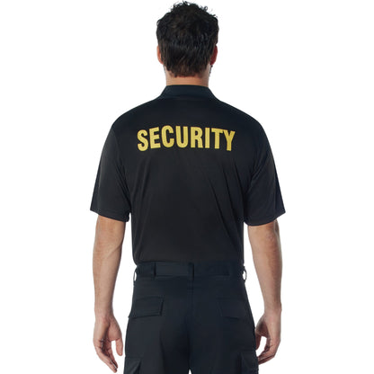 MilSpec Moisture Wicking Security Polo Shirt Black with Gold Lettering-Tactical Gear UK