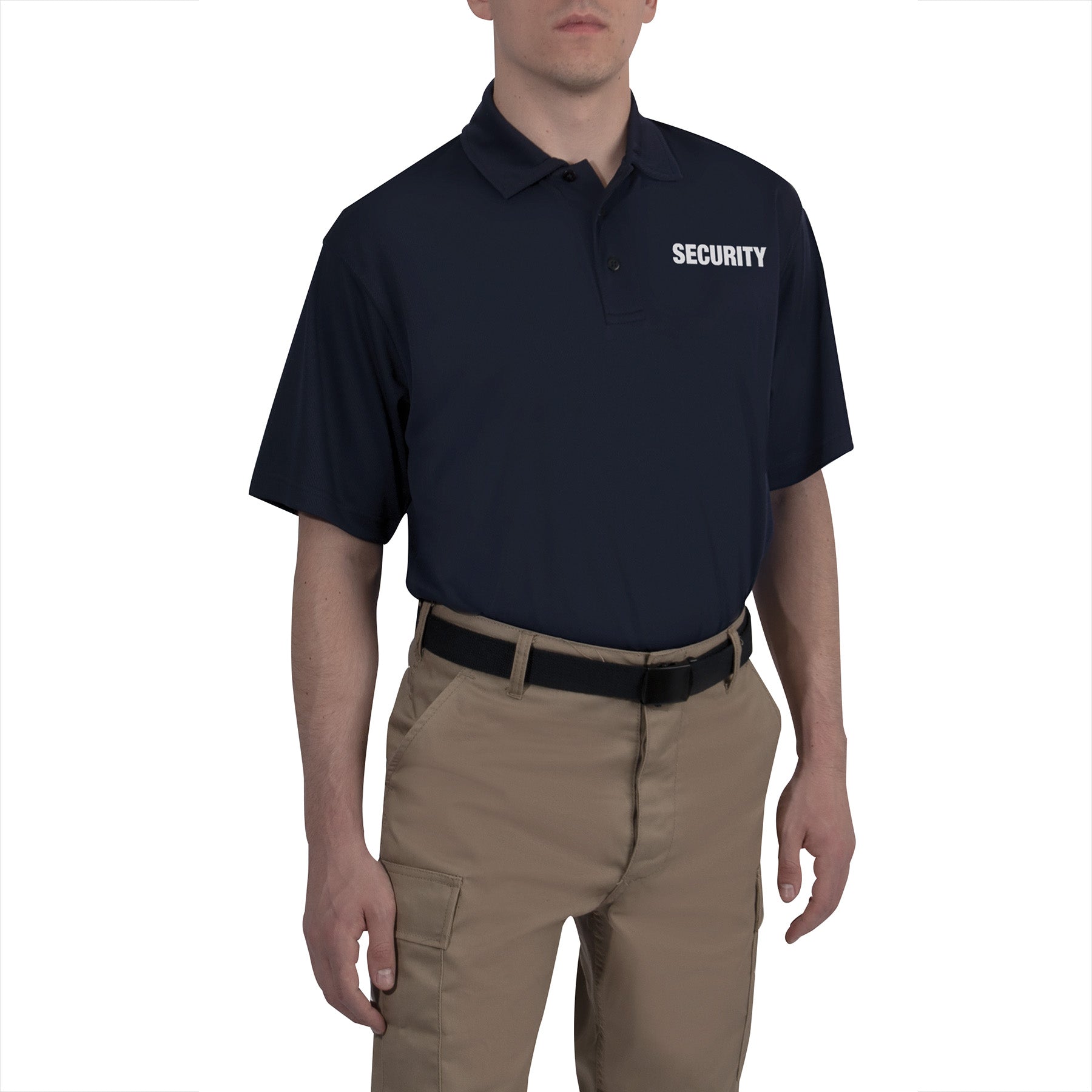 MilSpec Moisture Wicking Security Polo Shirt Midnight Navy Blue with White Lettering-Tactical Gear UK