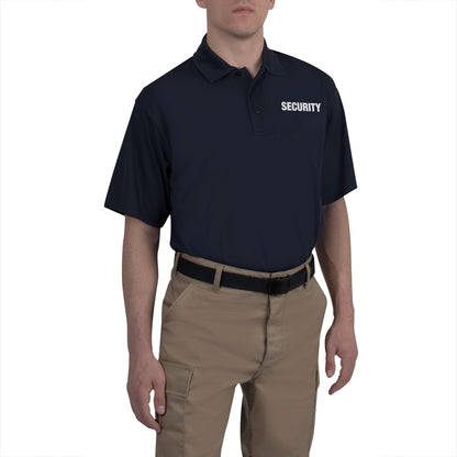 MilSpec Moisture Wicking Security Polo Shirt Midnight Navy Blue with White Lettering-Tactical Gear UK