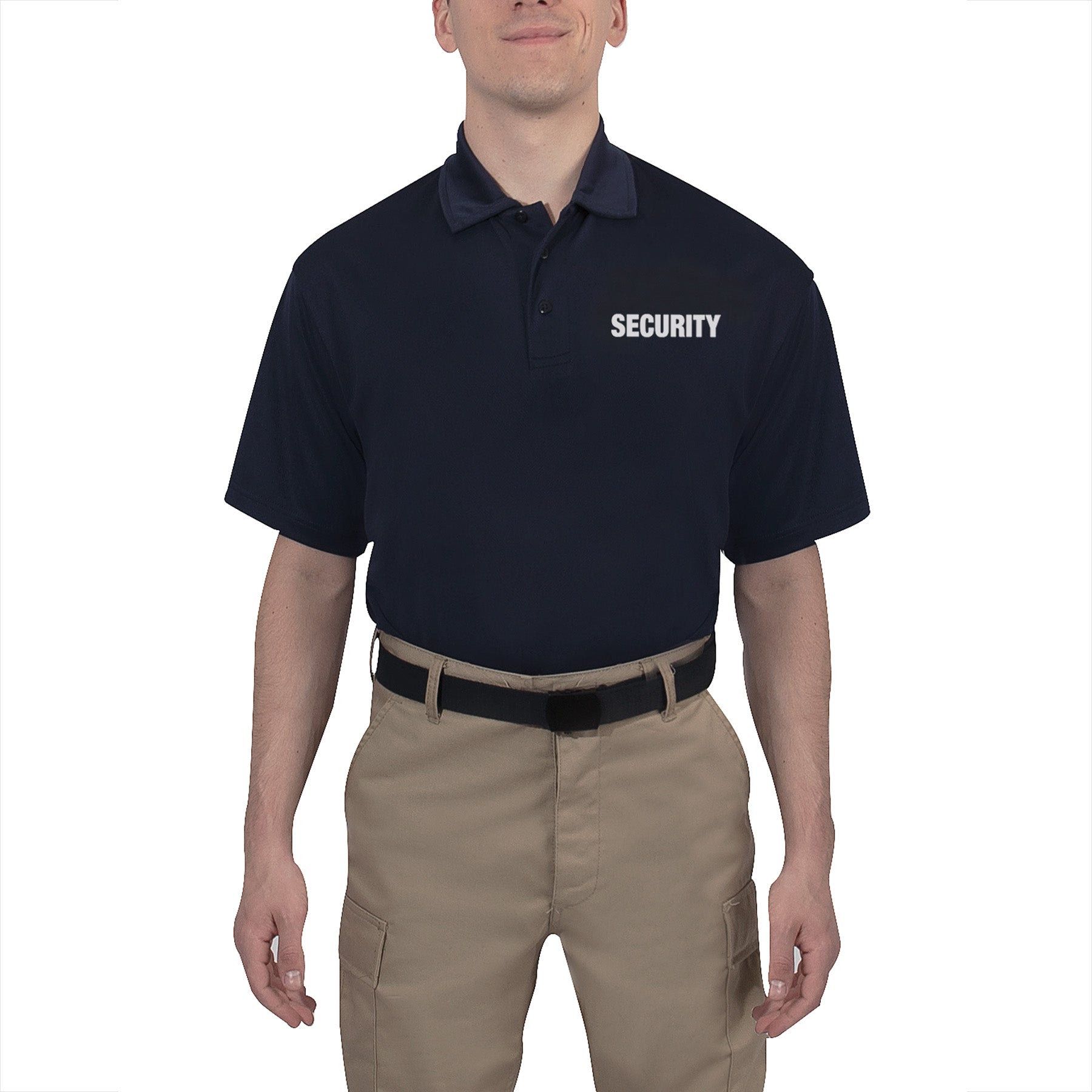 MilSpec Moisture Wicking Security Polo Shirt Midnight Navy Blue with White Lettering-Tactical Gear UK