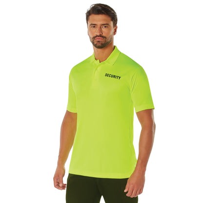 MilSpec Moisture Wicking Security Polo Shirt Safety Green with Black Lettering-Tactical Gear UK