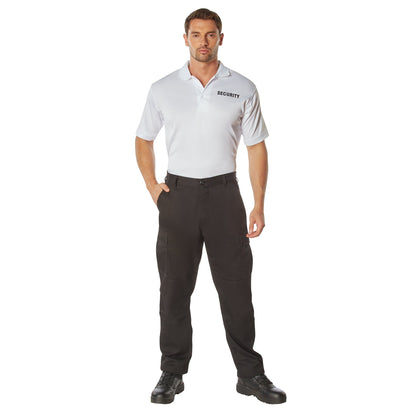 MilSpec Moisture Wicking Security Polo Shirt White with Black Lettering-Tactical Gear UK