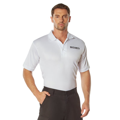 MilSpec Moisture Wicking Security Polo Shirt White with Black Lettering-Tactical Gear UK