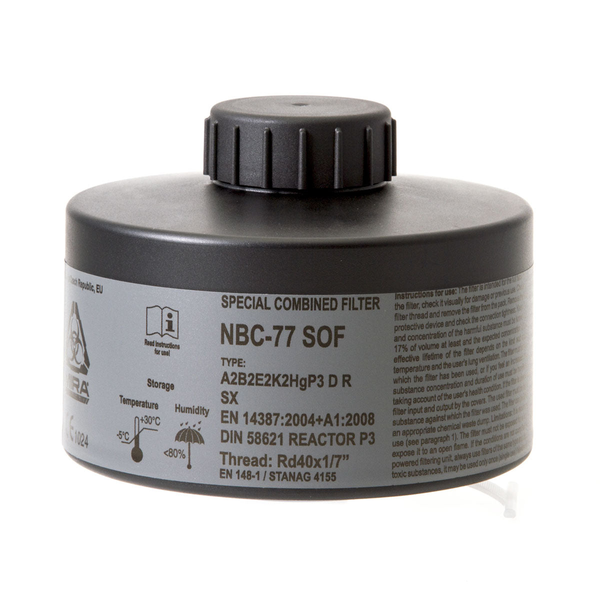 Mira Safety CBRN Gas Mask Filter NBC77 SOF 40mm Thread Canister-Tactical Gear UK