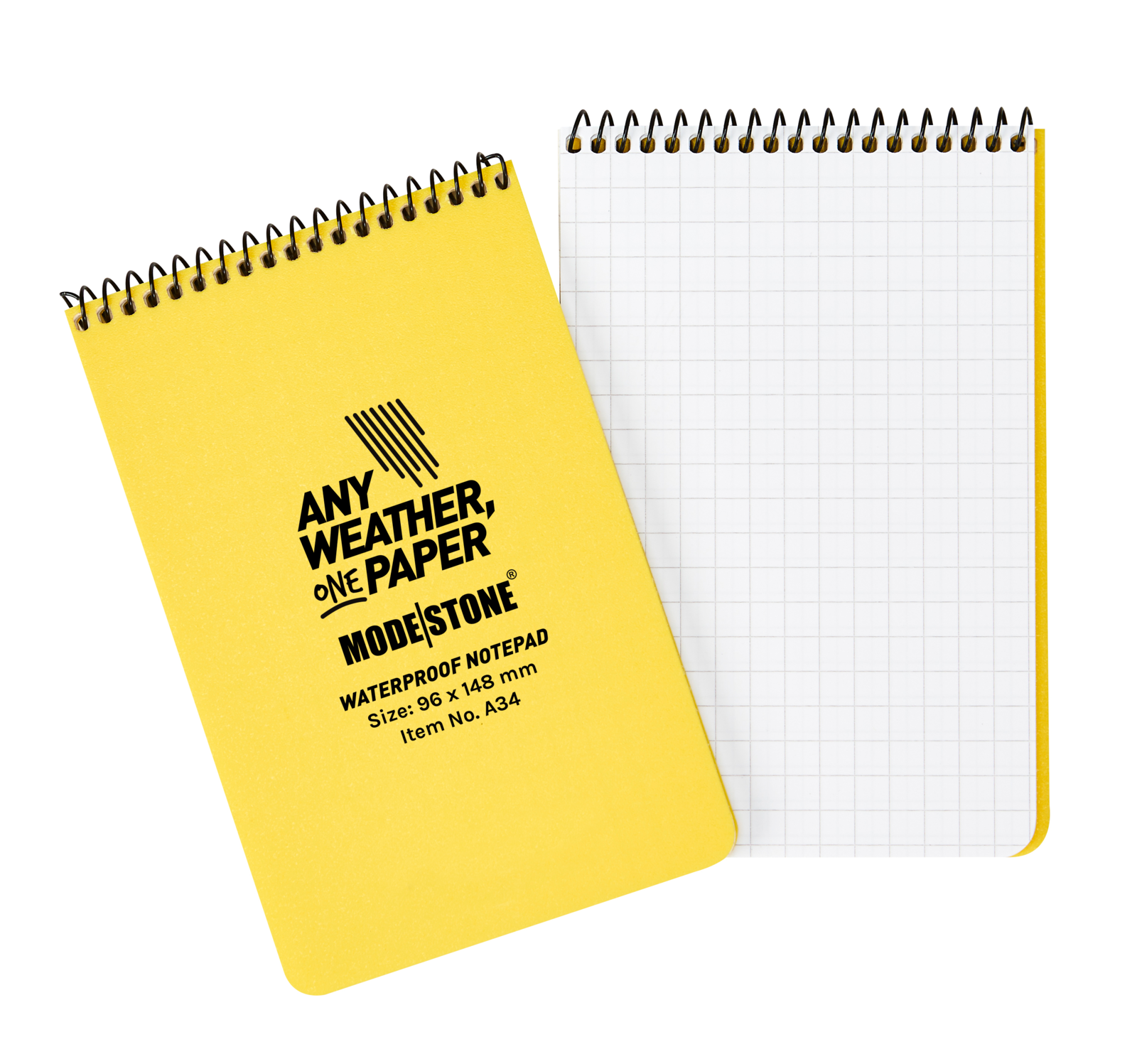 Modestone A34 Top Spiral Notepad 96x148mm 50 Sheets Yellow-Tactical Gear UK