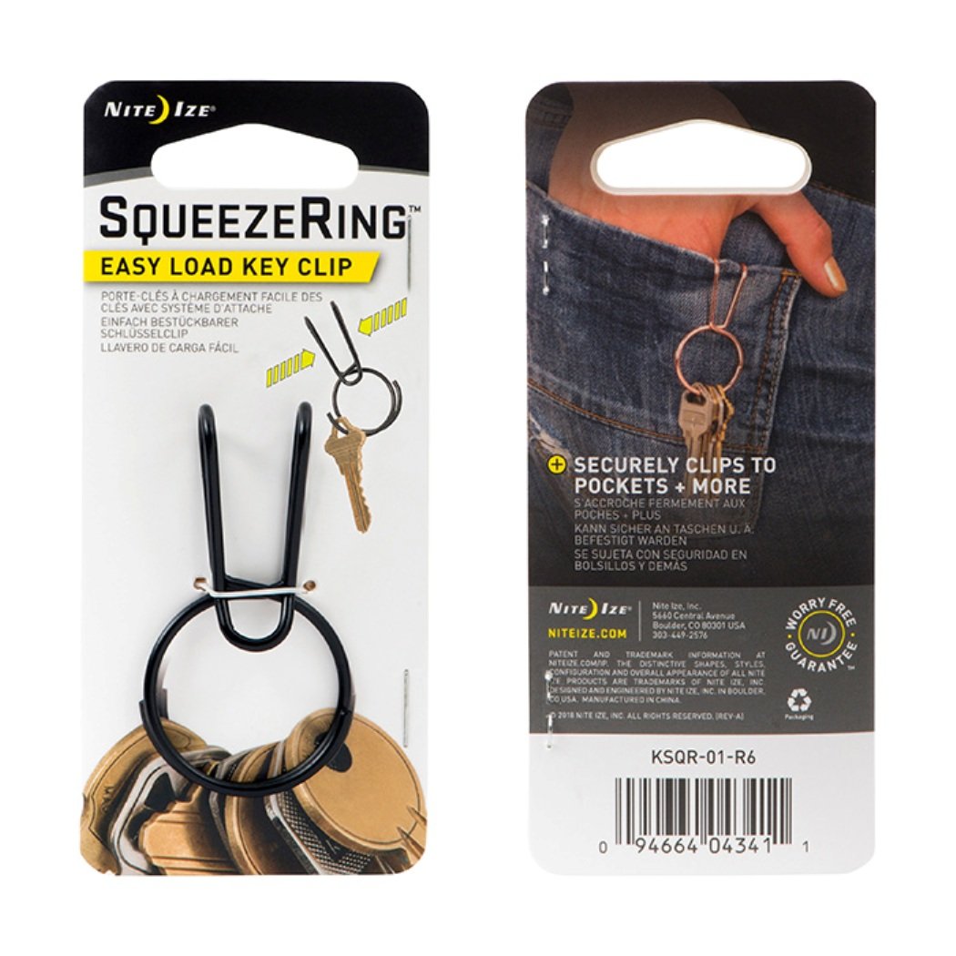 Nite-Ize SqueezeRing Easy Load Key Clip Black-Tactical Gear UK