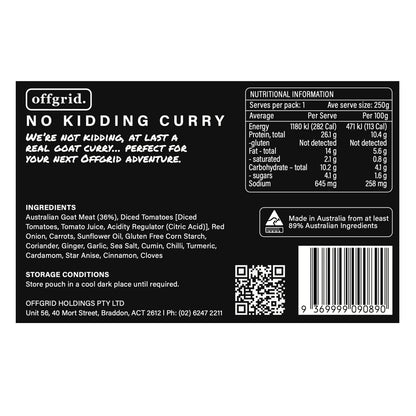 Offgrid Provisions No Kidding Curry - Heat & Eat Meal-Tactical Gear UK