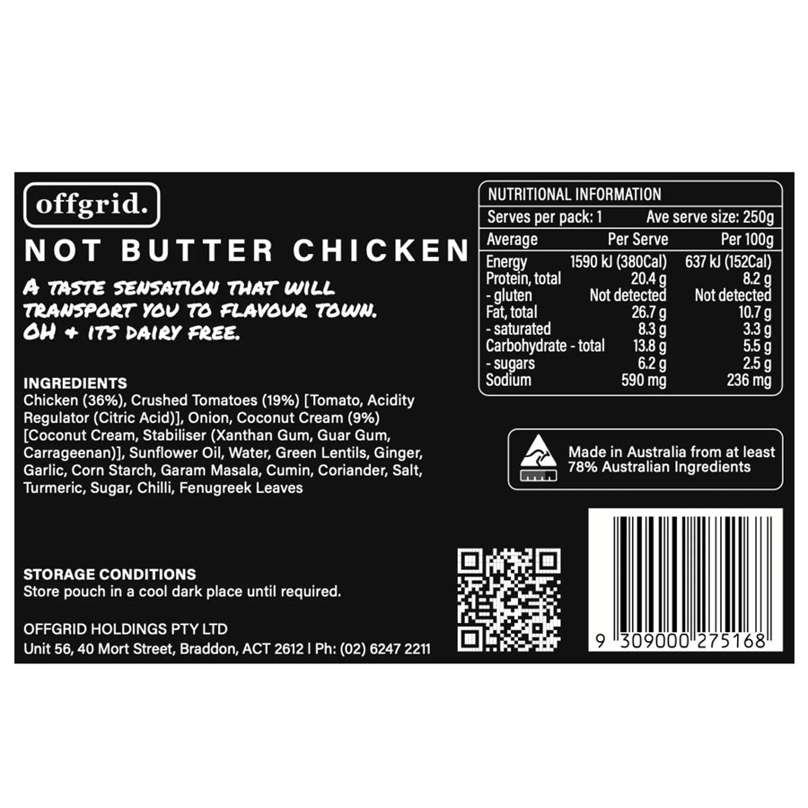 Offgrid Provisions Not Butter Chicken - Heat & Eat Meal-Tactical Gear UK