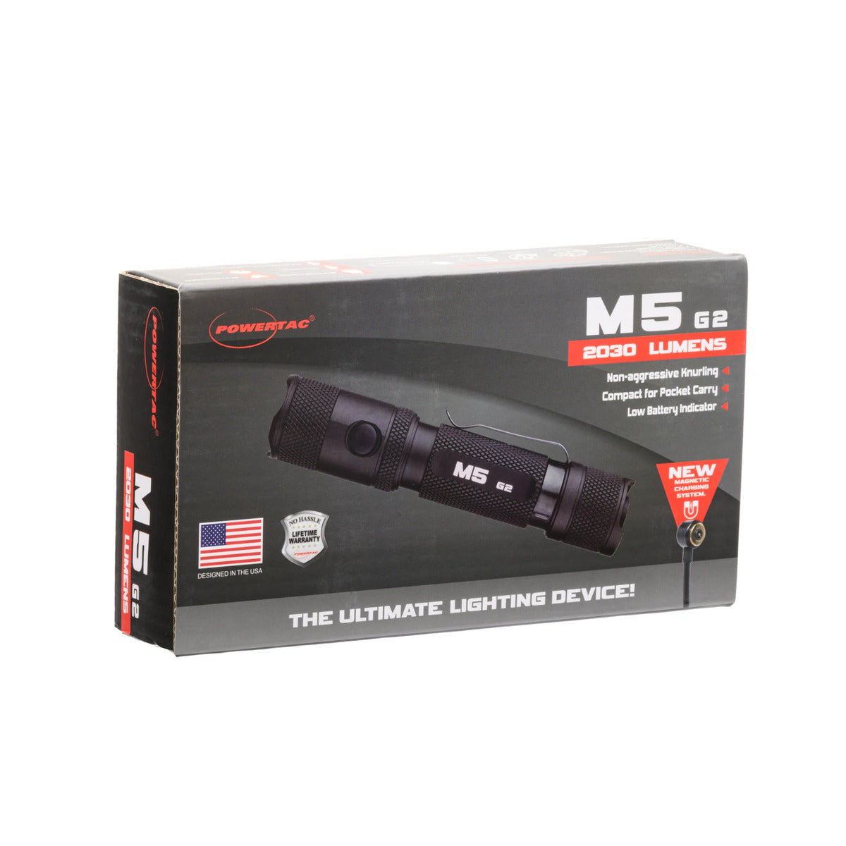PowerTac M5-G2 2,030 Lumen Magnetic USB Rechargeable LED Flashlight - New Upgraded Model-Tactical Gear UK