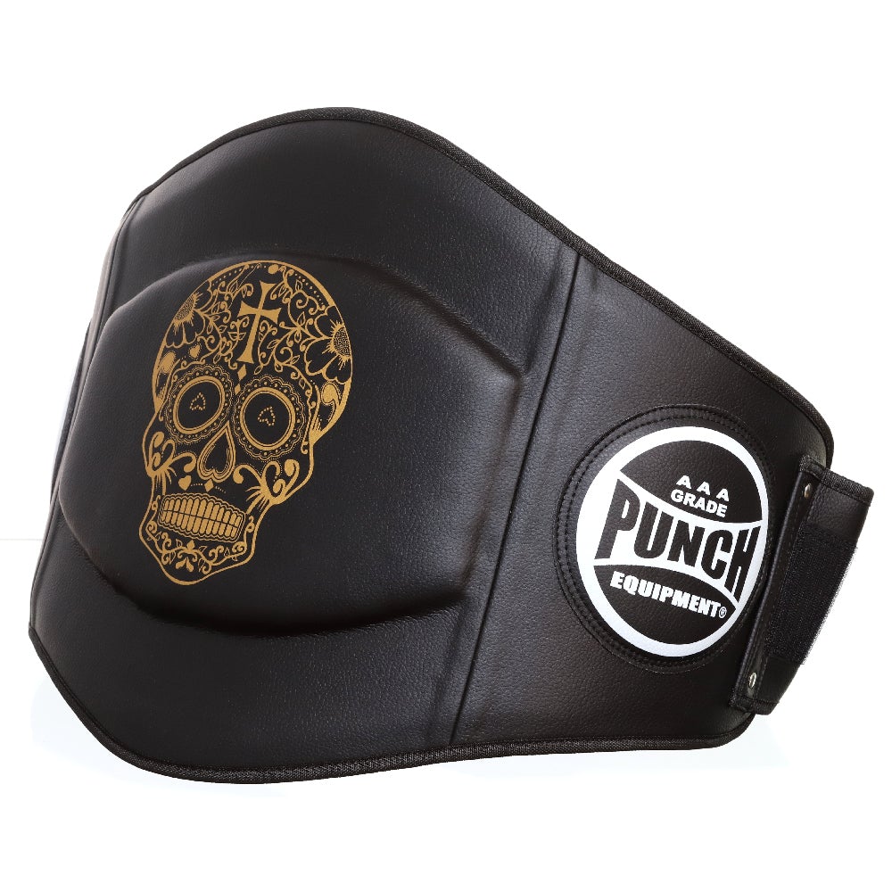 Punch Equipment COLLECTORS ITEM Trophy Getters Gold Skull Boxing Belly Pad-Tactical Gear UK