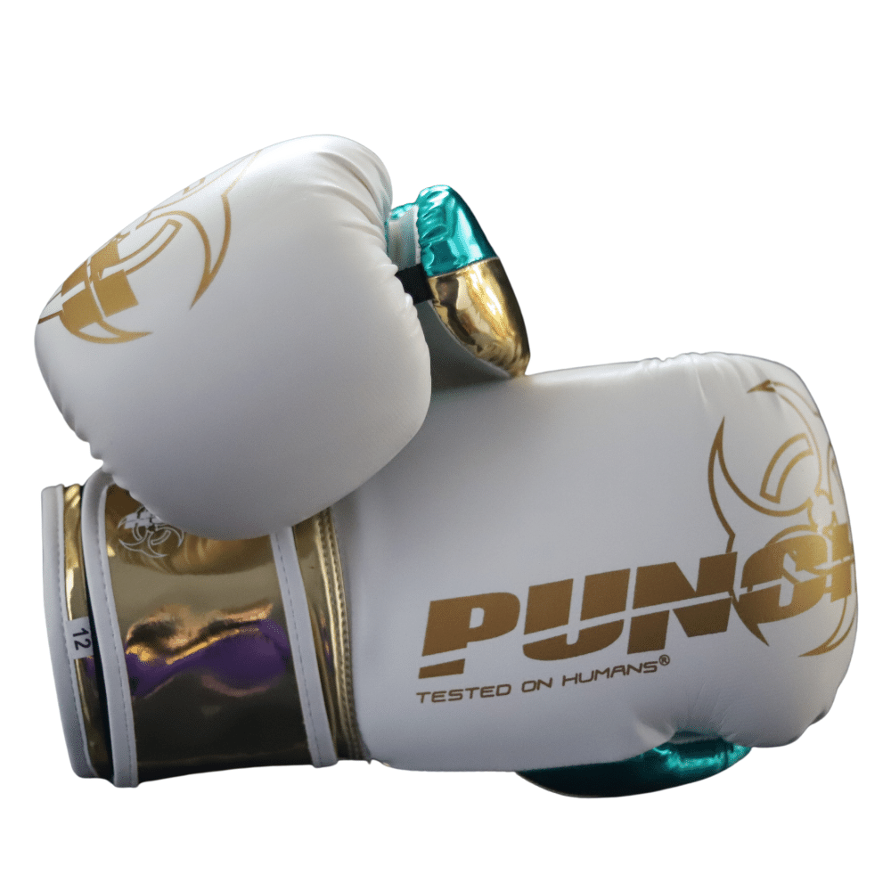 Punch Equipment METALLIC URBAN BOXING GLOVES – WHITE / GREEN / GOLD-Tactical Gear UK