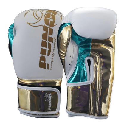 Punch Equipment METALLIC URBAN BOXING GLOVES – WHITE / GREEN / GOLD-Tactical Gear UK