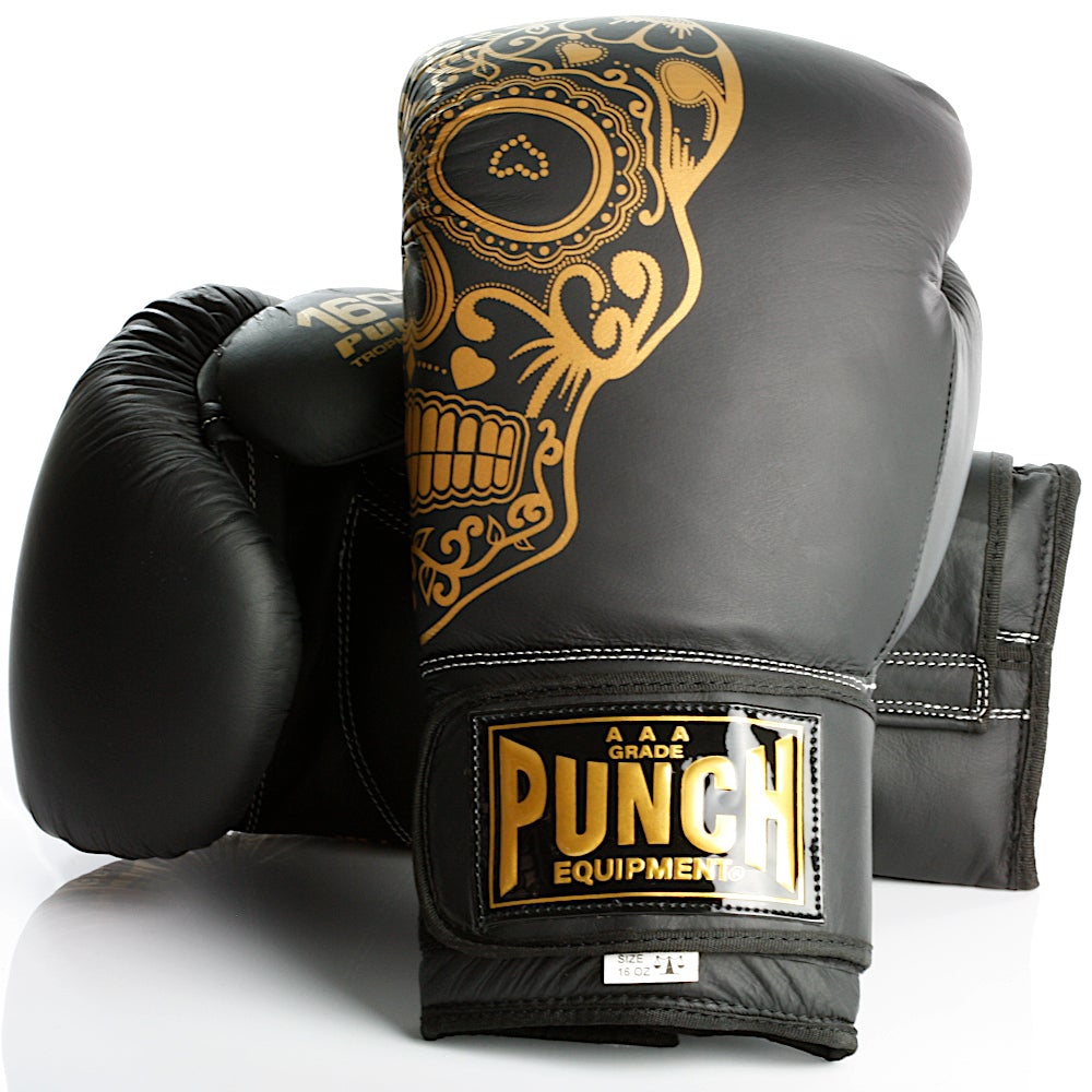 Punch Equipment Trophy Getters Gold Skull Commercial Boxing Gloves-Tactical Gear UK