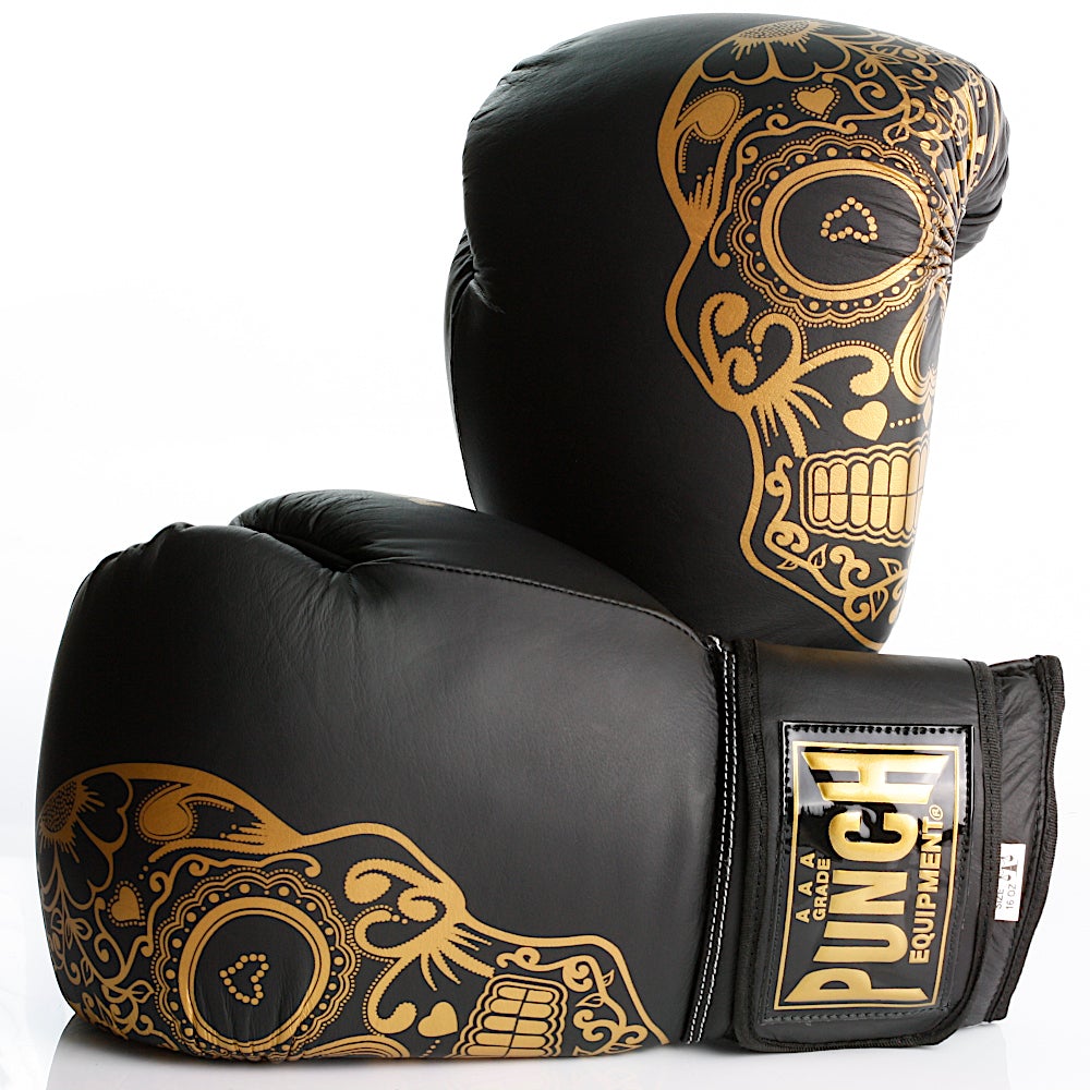 Punch Equipment Trophy Getters Gold Skull Commercial Boxing Gloves-Tactical Gear UK