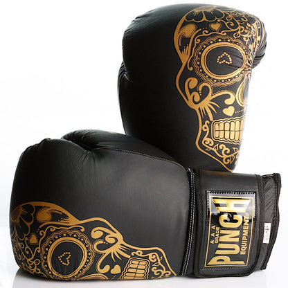 Punch Equipment Trophy Getters Gold Skull Commercial Boxing Gloves-Tactical Gear UK