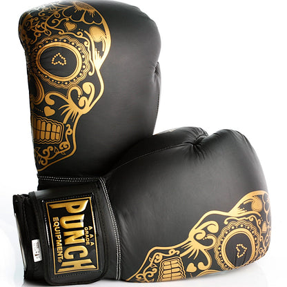 Punch Equipment Trophy Getters Gold Skull Commercial Boxing Gloves-Tactical Gear UK