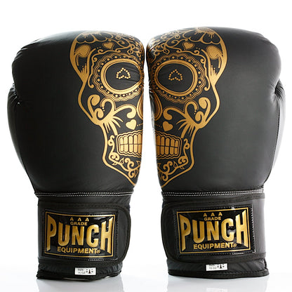 Punch Equipment Trophy Getters Gold Skull Commercial Boxing Gloves-Tactical Gear UK