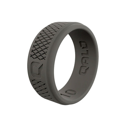 QALO Men's Dark Grey Step Edge Crosshatch Q2X Silicone Ring-Tactical Gear UK