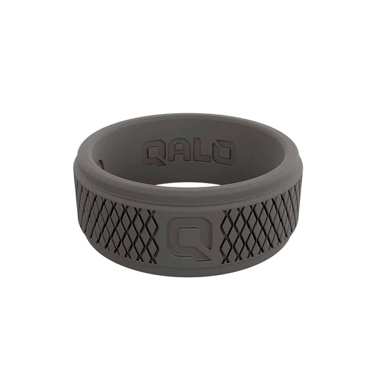 QALO Men's Dark Grey Step Edge Crosshatch Q2X Silicone Ring-Tactical Gear UK