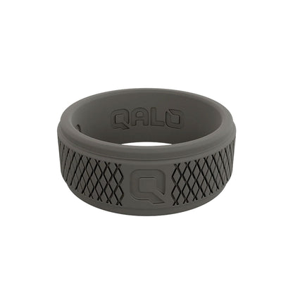 QALO Men's Dark Grey Step Edge Crosshatch Q2X Silicone Ring-Tactical Gear UK