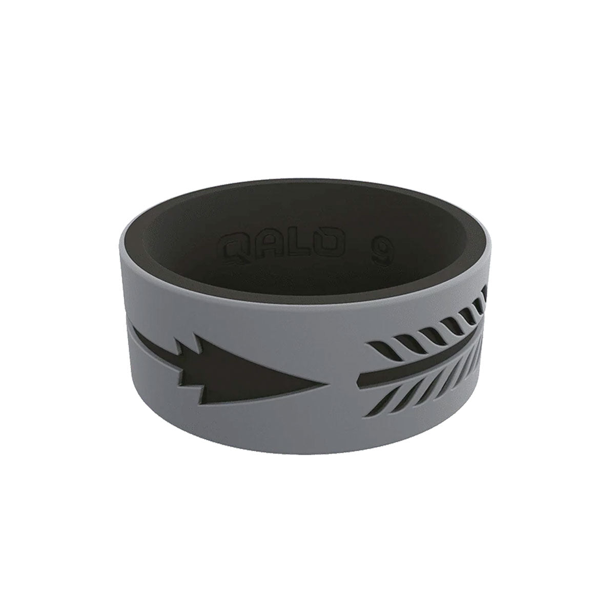 QALO Men's Strata Grey and Black Arrow Silicone Ring-Tactical Gear UK