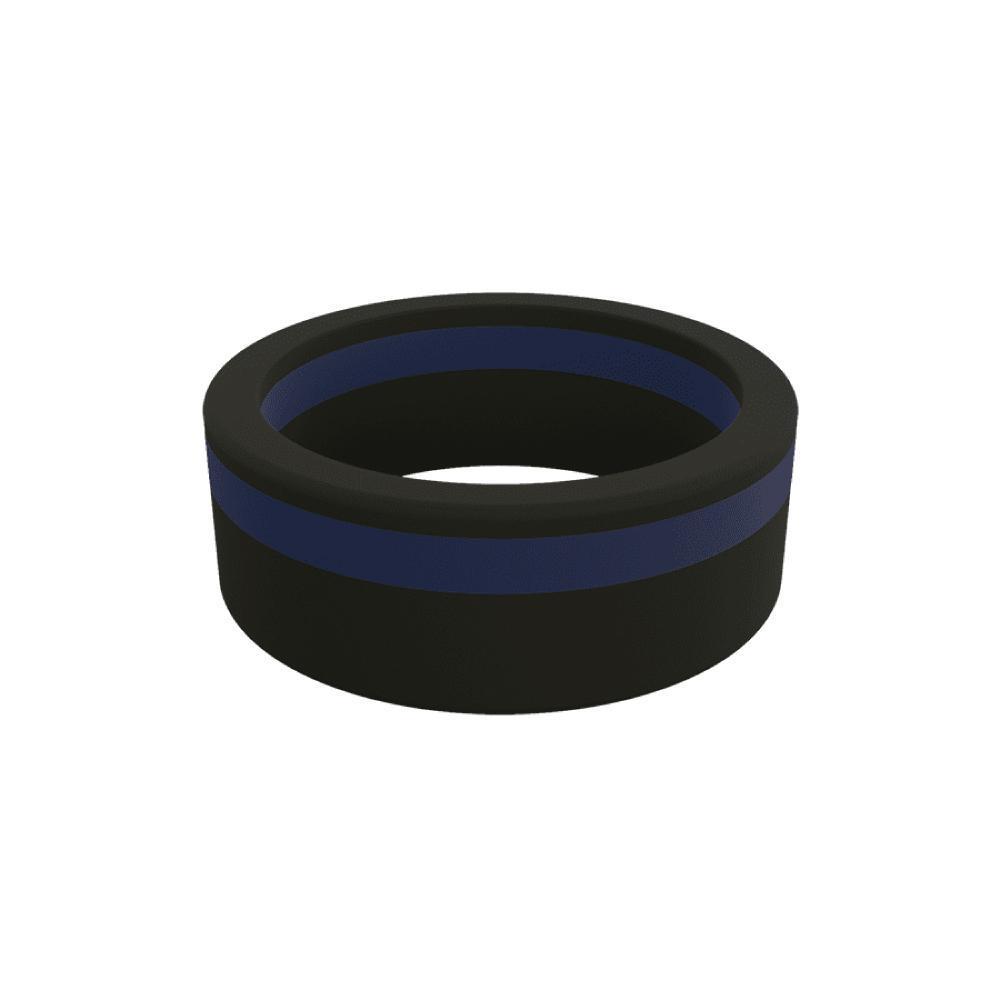 QALO Men's Thin Blue Line Pinstripe Silicone Ring-Tactical Gear UK