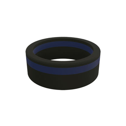 QALO Men's Thin Blue Line Pinstripe Silicone Ring-Tactical Gear UK