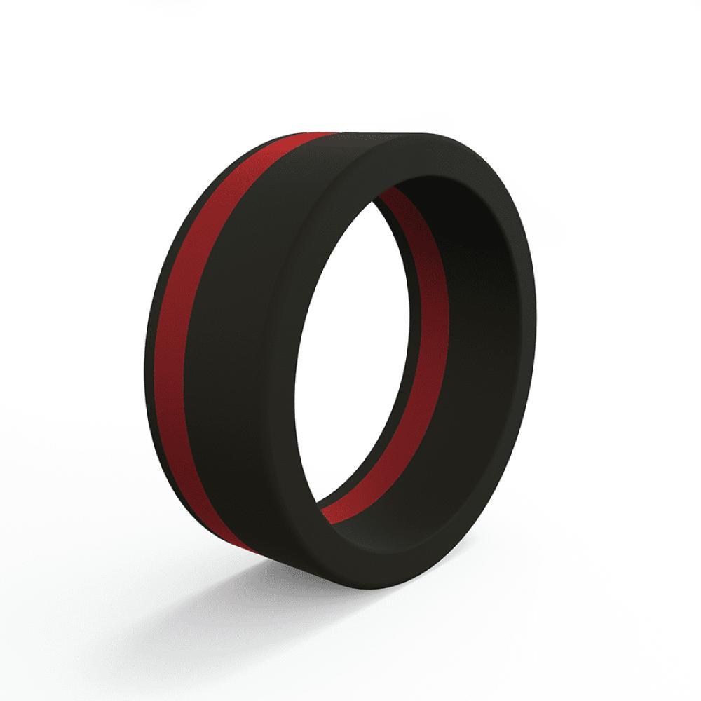 QALO Men's Thin Red Line Pinstripe Silicone Ring-Tactical Gear UK