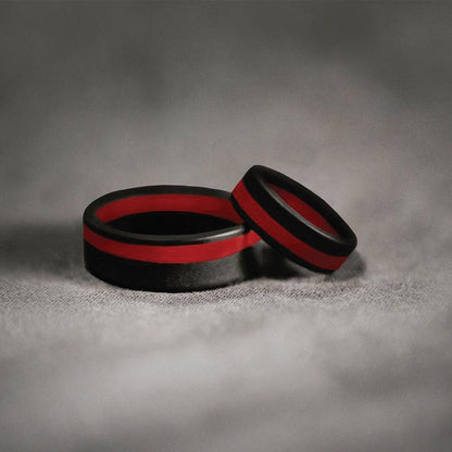 QALO Men's Thin Red Line Pinstripe Silicone Ring-Tactical Gear UK