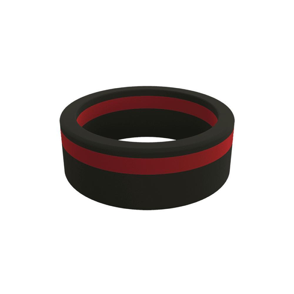 QALO Men's Thin Red Line Pinstripe Silicone Ring-Tactical Gear UK