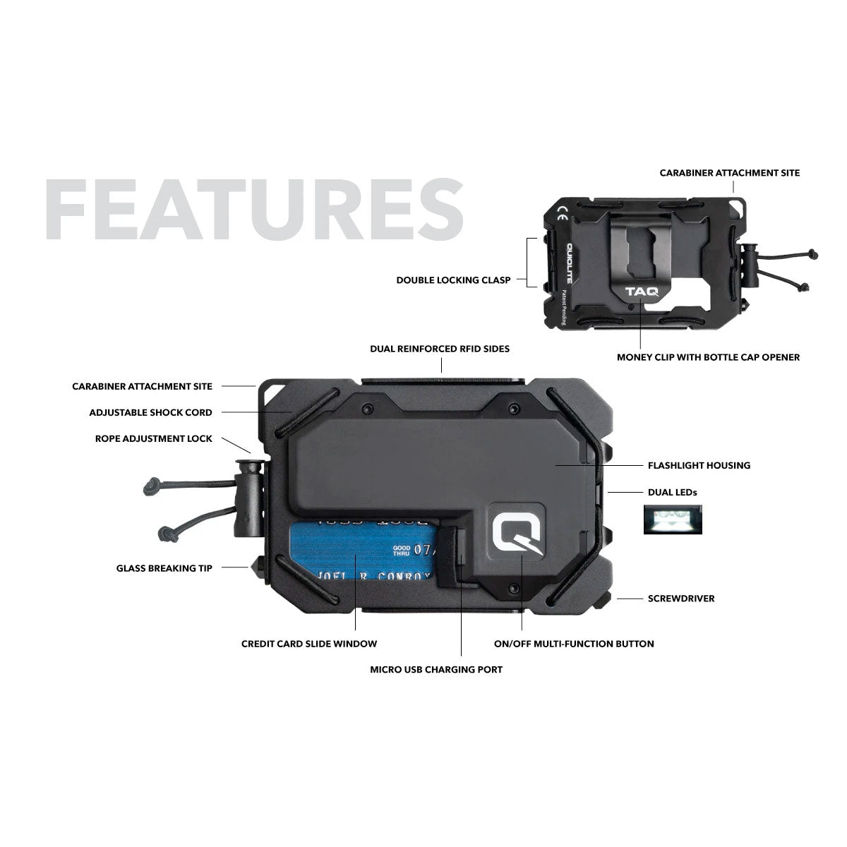 Quiqlite TAQ Wallet Black-Tactical Gear UK