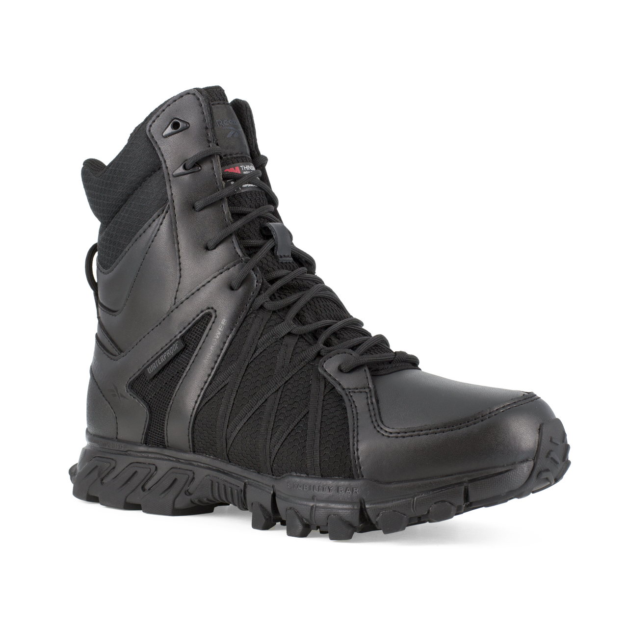 Reebok Tactical Men's 8 Inch Trailgrip Tactical Side Zip Waterproof Boots Black RB3455-Tactical Gear UK